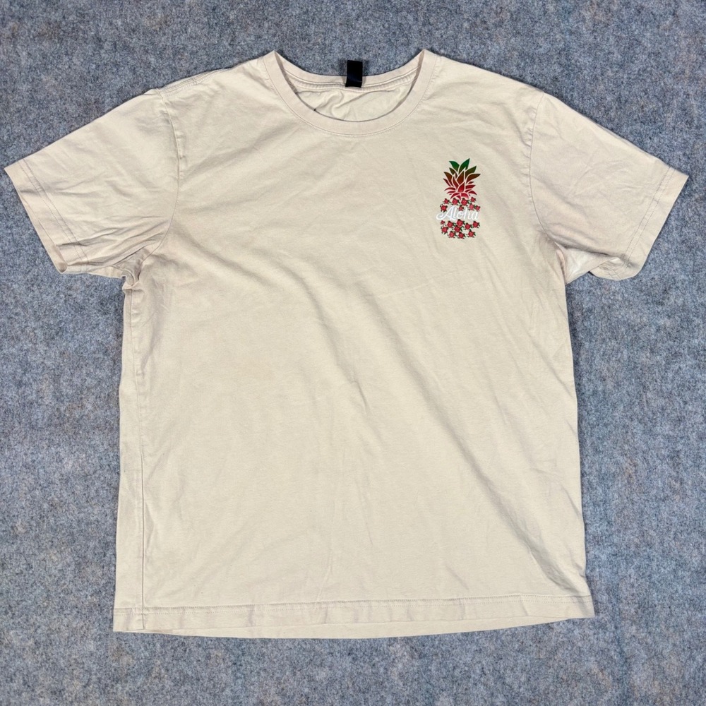 Romwe Pineapple Aloha Graphic T-Shirt Mens Size M Tan Short Sleeve Tee